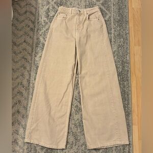 Zara Tan High Rise Wide Leg Jean